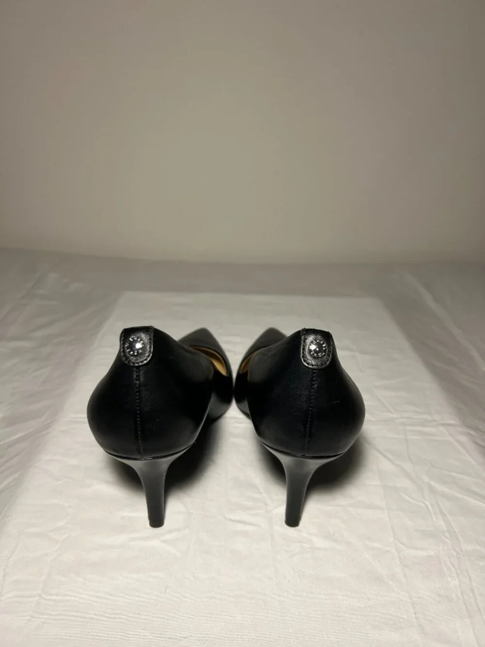Michael Kors Women’s 11M Black Mid Leather Pump Classic Stiletto-Style Preppy He